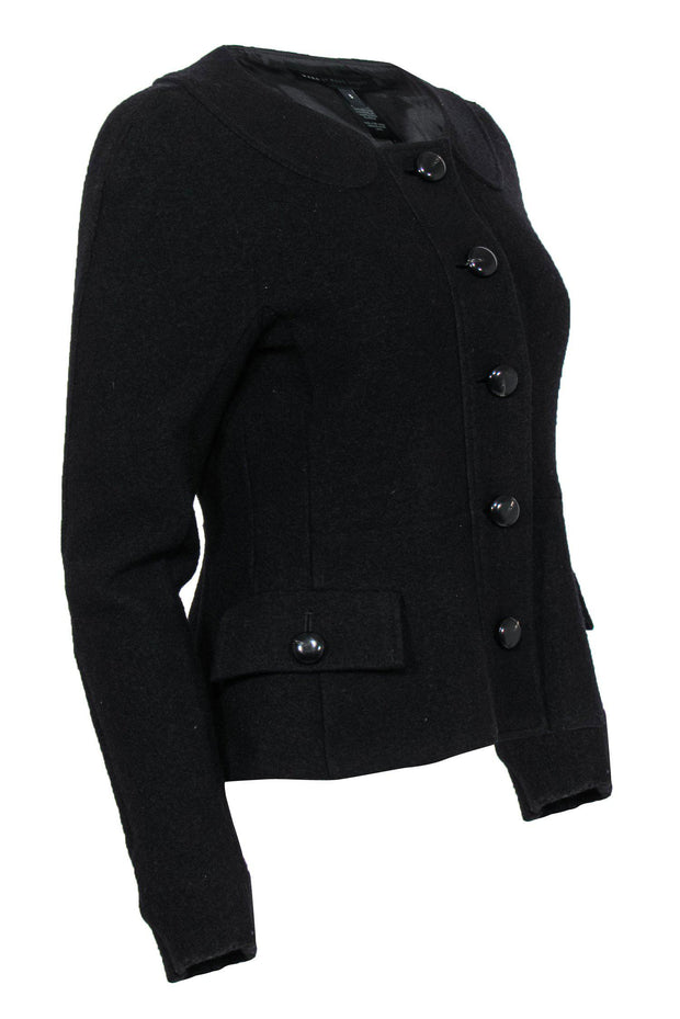 Current Boutique-Marc by Marc Jacobs - Black Wool Rounded Collar Jacket Sz S