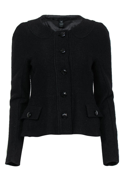Current Boutique-Marc by Marc Jacobs - Black Wool Rounded Collar Jacket Sz S