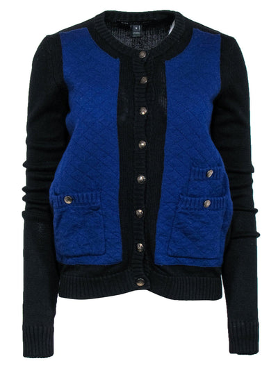 Current Boutique-Marc by Marc Jacobs - Blue & Black Colorblocked Quilted Cardigan Sz S