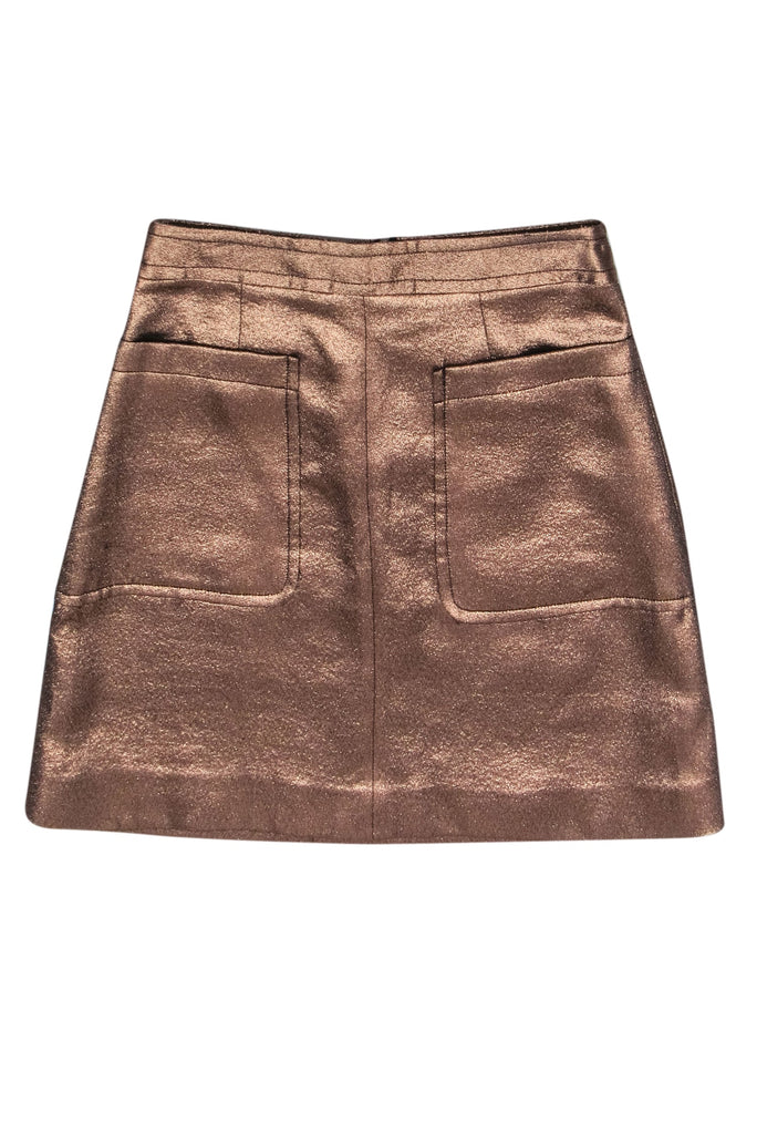 Marc by Marc Jacobs - Bronze Gold Metallic Zipper Front Skirt Sz 6