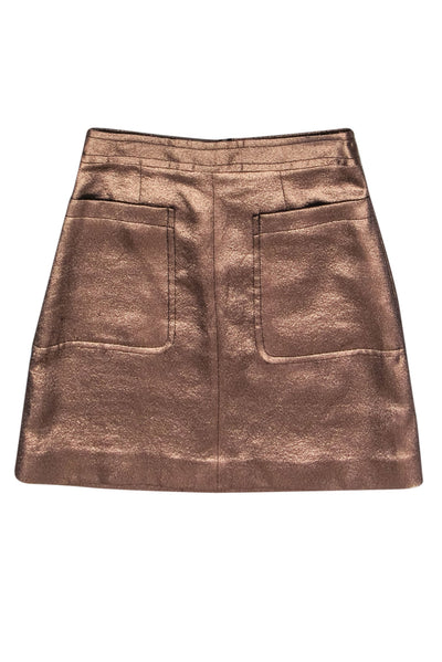 Current Boutique-Marc by Marc Jacobs - Bronze Gold Metallic Zipper Front Skirt Sz 6