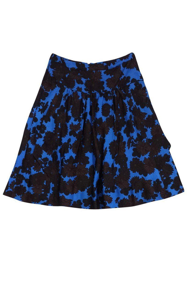 Current Boutique-Marc by Marc Jacobs - Brown & Blue Floral Silk Skirt Sz 4