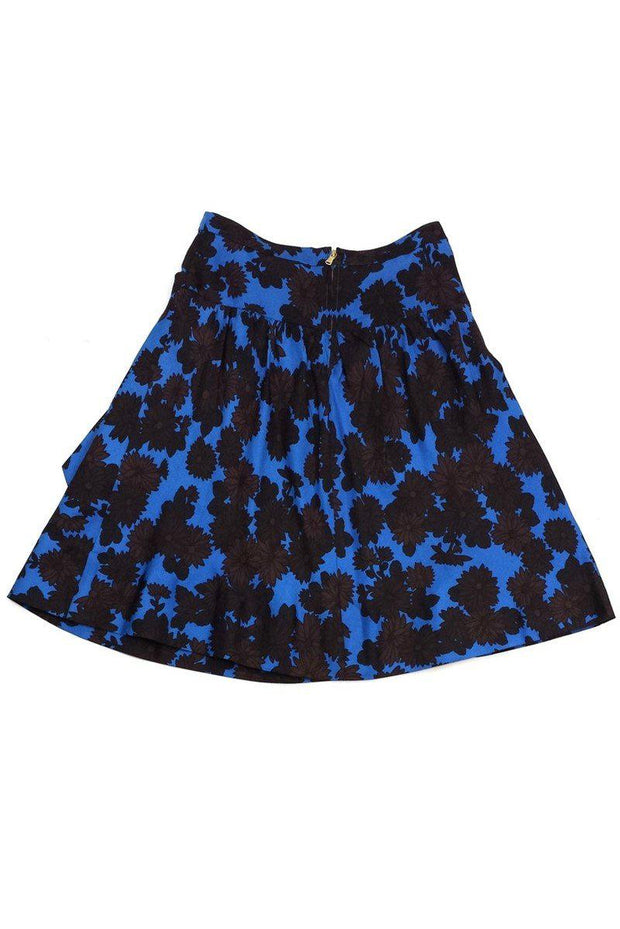 Current Boutique-Marc by Marc Jacobs - Brown & Blue Floral Silk Skirt Sz 4