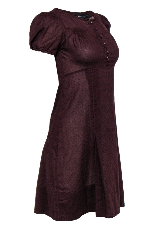 Current Boutique-Marc by Marc Jacobs - Burgundy Cap Sleeve Cotton A-Line Dress Sz 0