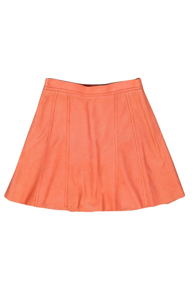 Current Boutique-Marc by Marc Jacobs - Coral Textured Leather Flared Skirt Sz 0