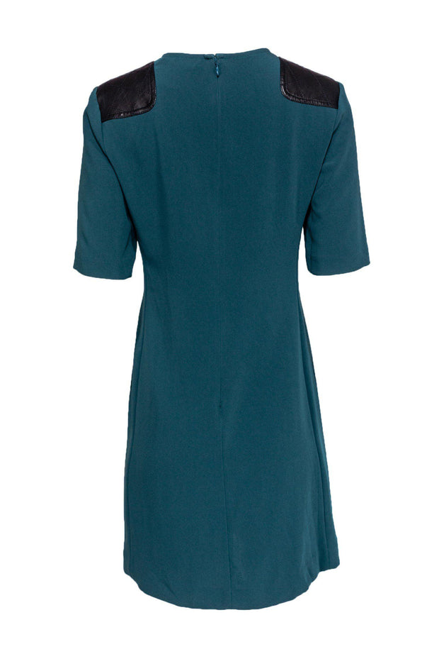 Current Boutique-Marc by Marc Jacobs - Dark Teal Shift Dress w/ Quilted Leather Shoulders Sz 8