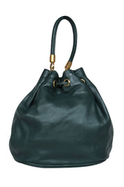 Current Boutique-Marc by Marc Jacobs - Forest Green Leather Drawstring Convertible Bucket Bag