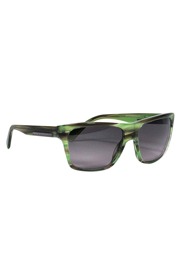 Current Boutique-Marc by Marc Jacobs - Green & Brown Striped Square Frame Sunglasses