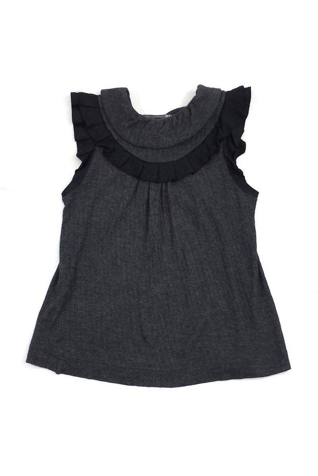 Current Boutique-Marc by Marc Jacobs - Grey & Black Sleeveless Ruffle Top Sz S
