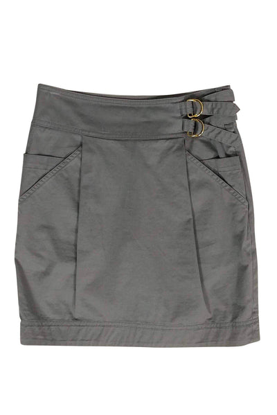 Current Boutique-Marc by Marc Jacobs - Grey Cotton Miniskirt w/ Gold Buckles Sz 0