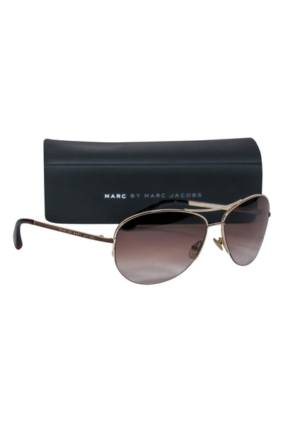 Current Boutique-Marc by Marc Jacobs - Light Gold Aviator Sunglasses