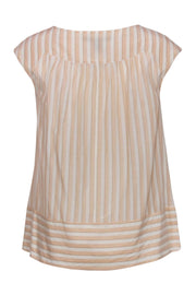 Current Boutique-Marc by Marc Jacobs - Light Pink & White Striped Cap Sleeve Blouse w/ Bow Design Sz S