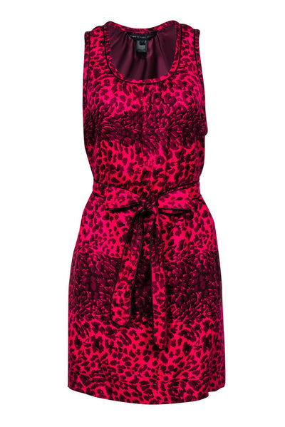 Current Boutique-Marc by Marc Jacobs - Magenta Leopard Print Sleeveless Belted Shift Dress Sz L