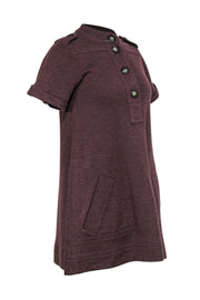 Current Boutique-Marc by Marc Jacobs - Maroon Wool Shift Dress w/ Buttons Sz XS