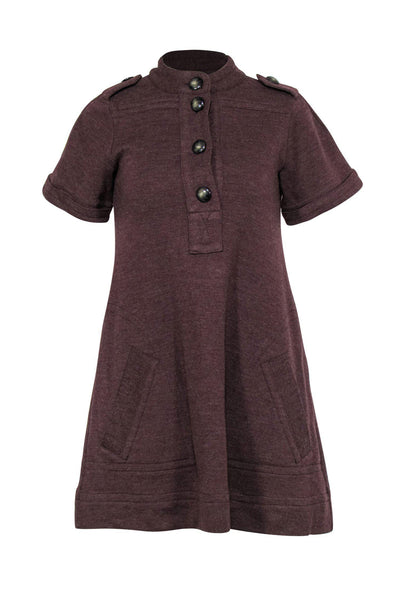 Current Boutique-Marc by Marc Jacobs - Maroon Wool Shift Dress w/ Buttons Sz XS