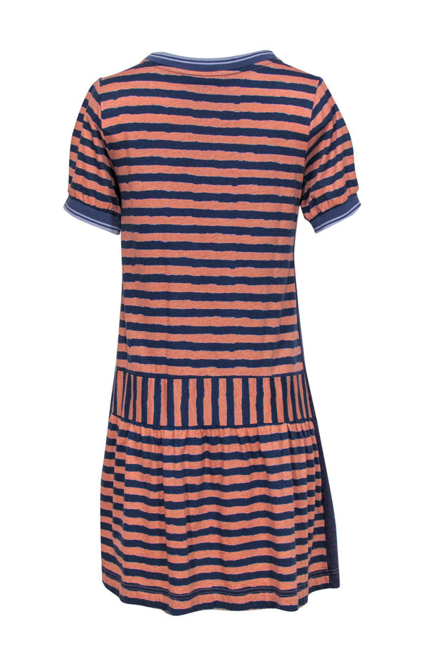 Current Boutique-Marc by Marc Jacobs - Navy & Peach Striped Drop-Waist Cotton Dress Sz S
