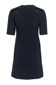 Current Boutique-Marc by Marc Jacobs - Navy Short Sleeve Shift Dress w/ Quilted Leather Shoulder Patches Sz 2