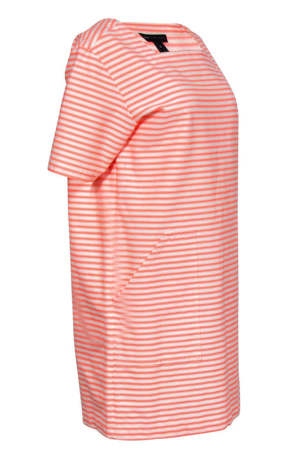 Current Boutique-Marc by Marc Jacobs - Neon Pink & White Striped Short Sleeve Shift Dress Sz M