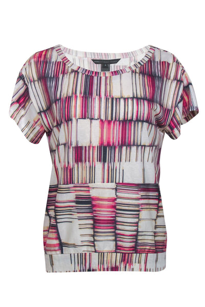 Current Boutique-Marc by Marc Jacobs - Pink & White Printed Cotton Blend Tee Sz M