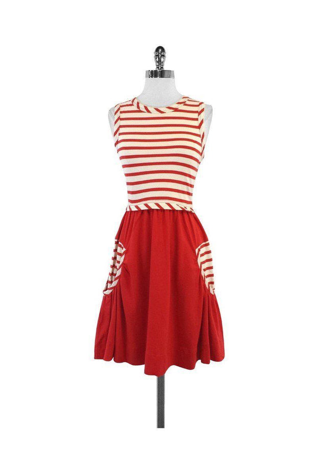Current Boutique-Marc by Marc Jacobs - Red & Cream Striped Cotton Dress Sz XS