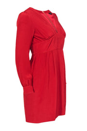 Current Boutique-Marc by Marc Jacobs - Red Long Sleeve V-Neck Sheath Dress Sz 0