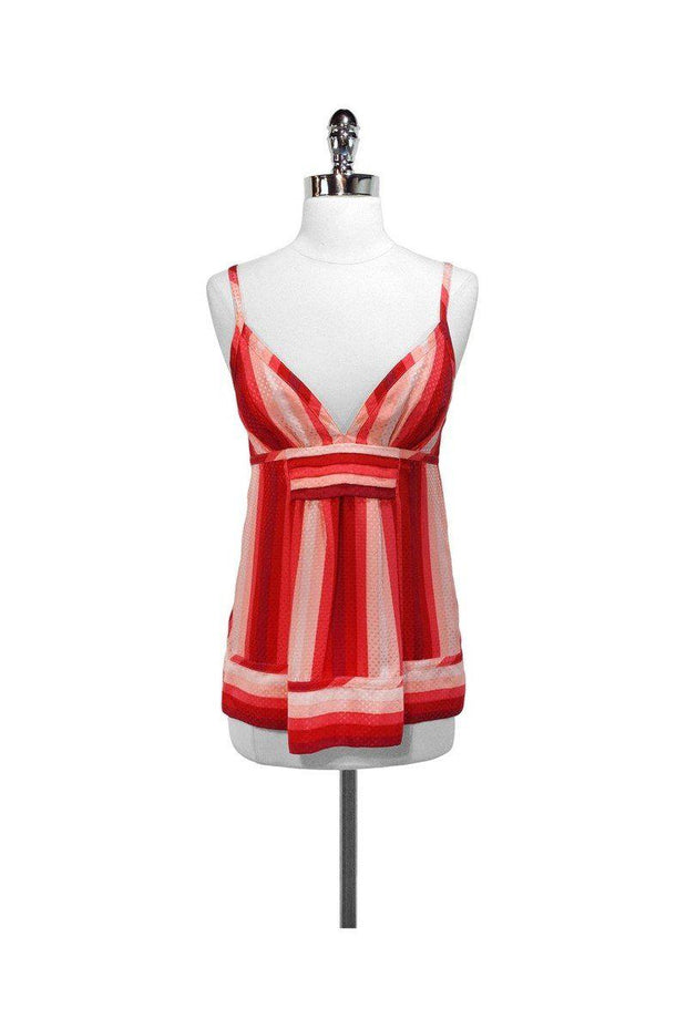 Current Boutique-Marc by Marc Jacobs - Red & Pink Striped Silk Tank Sz 6