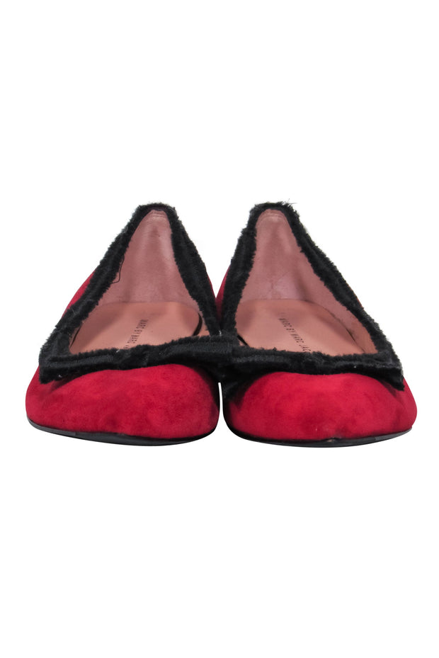 Current Boutique-Marc by Marc Jacobs - Red Suede Pointed Toe Flats w/ Black Trim & Bow Sz 9