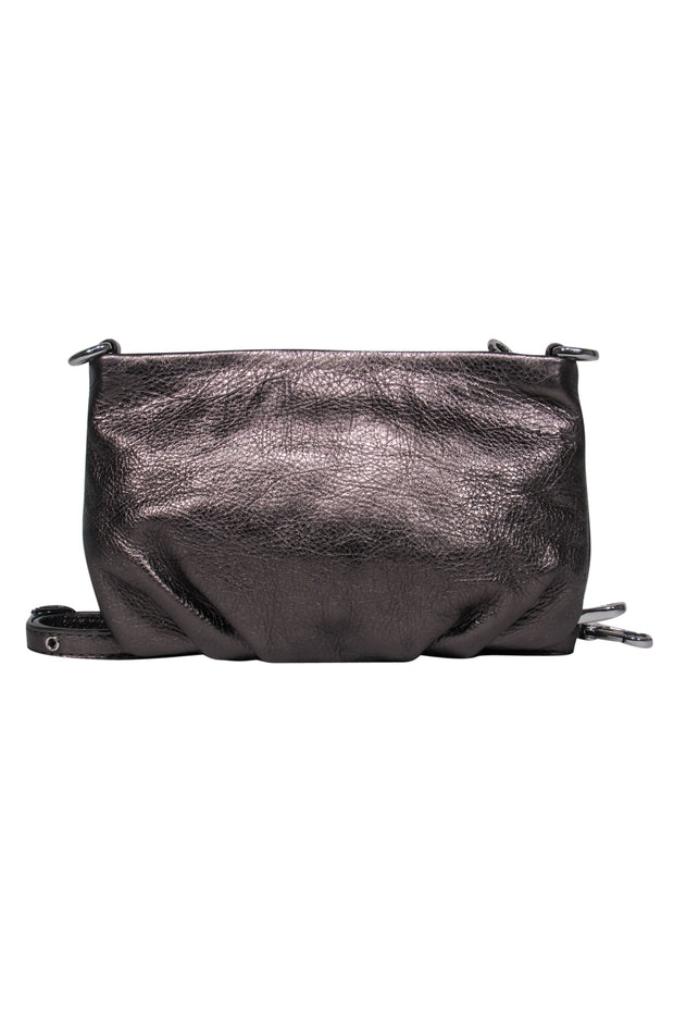 Current Boutique-Marc by Marc Jacobs - Silver Textured Leather Crossbody Bag w/ Adjustable Strap