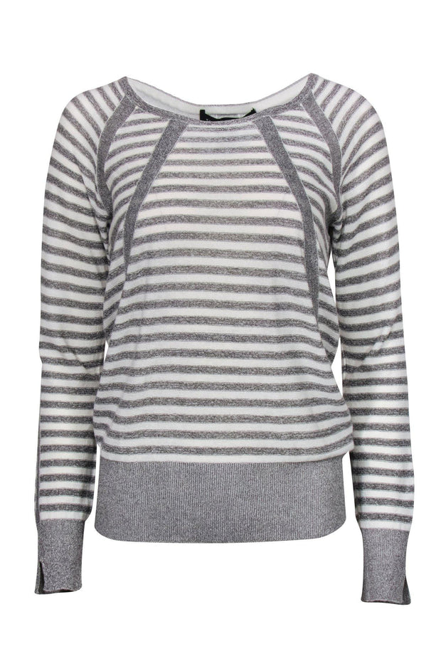 Current Boutique-Marc by Marc Jacobs - White & Silver Striped Sweater Sz S
