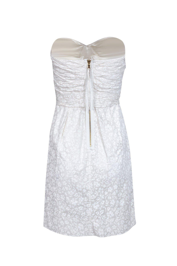 Current Boutique-Marc by Marc Jacobs - White Strapless Cotton Dress w/ Ivory Floral Print Sz 6