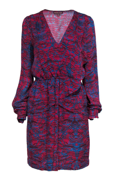 Current Boutique-Marchesa Voyage - Red & Blue Patterned Peasant Dress Sz 6