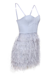 Current Boutique-Marciano by Guess - Dusty Blue Feathered Mini Dress Sz XS