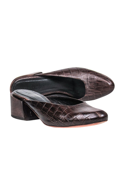 Current Boutique-Mari Giudicelli - Brown Crocodile Print Mule Heels Sz 8