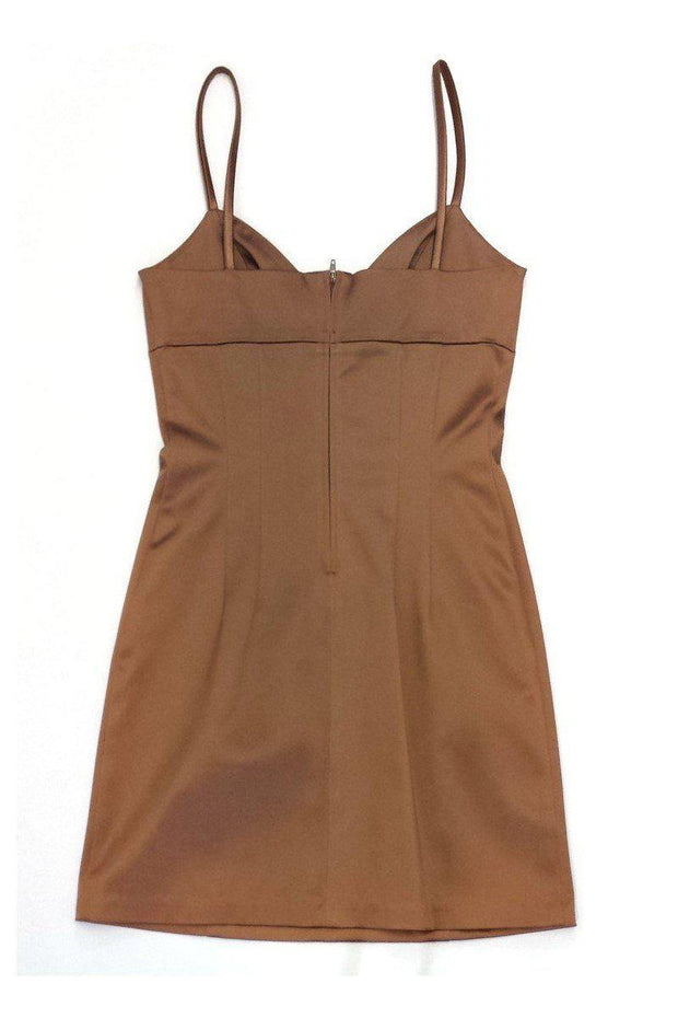 Current Boutique-Maria Bianca Nero - Bronze Mini Satin Bodycon Dress Sz S
