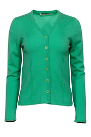 Current Boutique-Maria Di Ripabianca - Bright Green Cashmere Cardigan w/ Cable Knit Sz 8