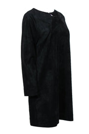 Current Boutique-Marie Oliver - Black Faux Suede Long Sleeve Shift Dress Sz L