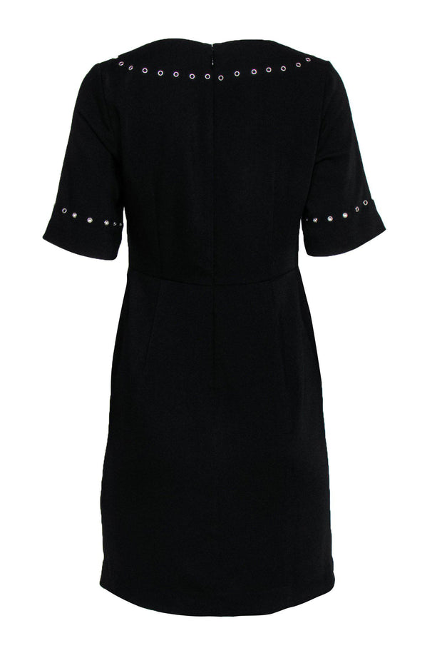 Current Boutique-Marie Oliver - Black Short Sleeve Sheath Dress w/ Grommet Trim Sz 6
