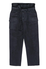 Current Boutique-Marissa Webb - Black High Rise Paperbag Belted "Bryn" Cargo Pants Sz 6