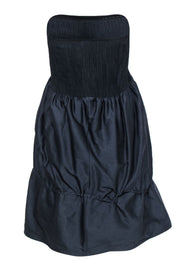 Current Boutique-Marithe + Francois Girbaud - Black Strapless Smocked Bubble Skirt Dress Sz 4