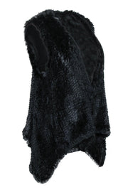 Current Boutique-Mark & James by Badgley Mischka - Black Rabbit Fur Clasped Draped Vest Sz M