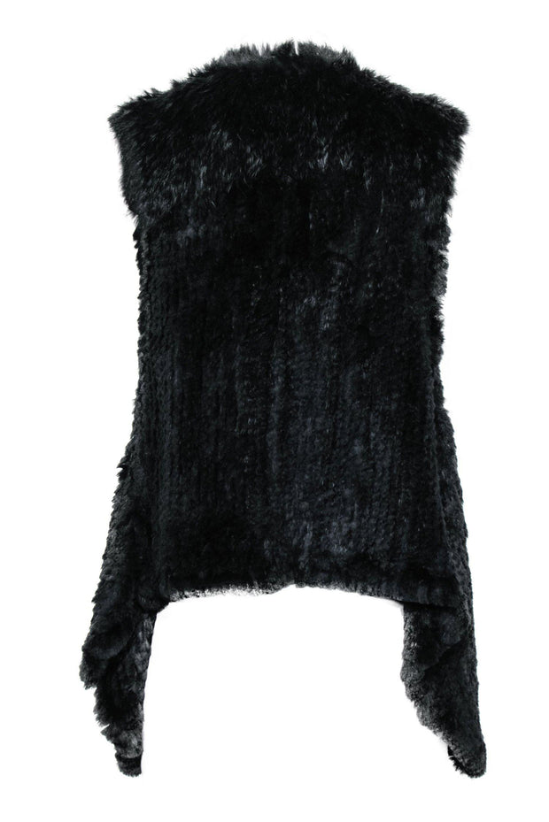 Current Boutique-Mark & James by Badgley Mischka - Black Rabbit Fur Clasped Draped Vest Sz M