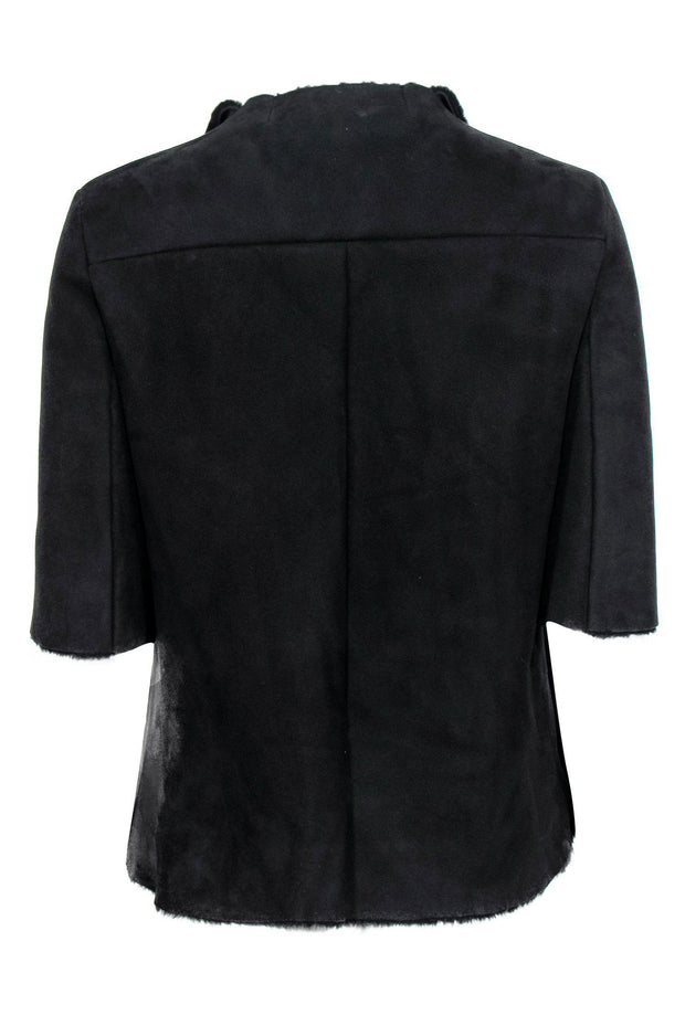Current Boutique-Marni - Black Open Short Sleeve Suede Jacket w/ Fur Lining Sz 4