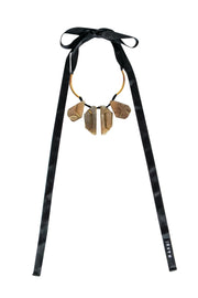 Current Boutique-Marni - Black Ribbon Necklace w/ Large Cream Stones
