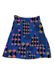 Current Boutique-Marni - Blue & Pink Geometric Skirt Sz S