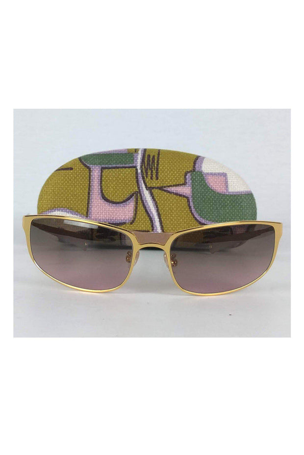 Current Boutique-Marni - Gold Rectangular Frame Sunglasses