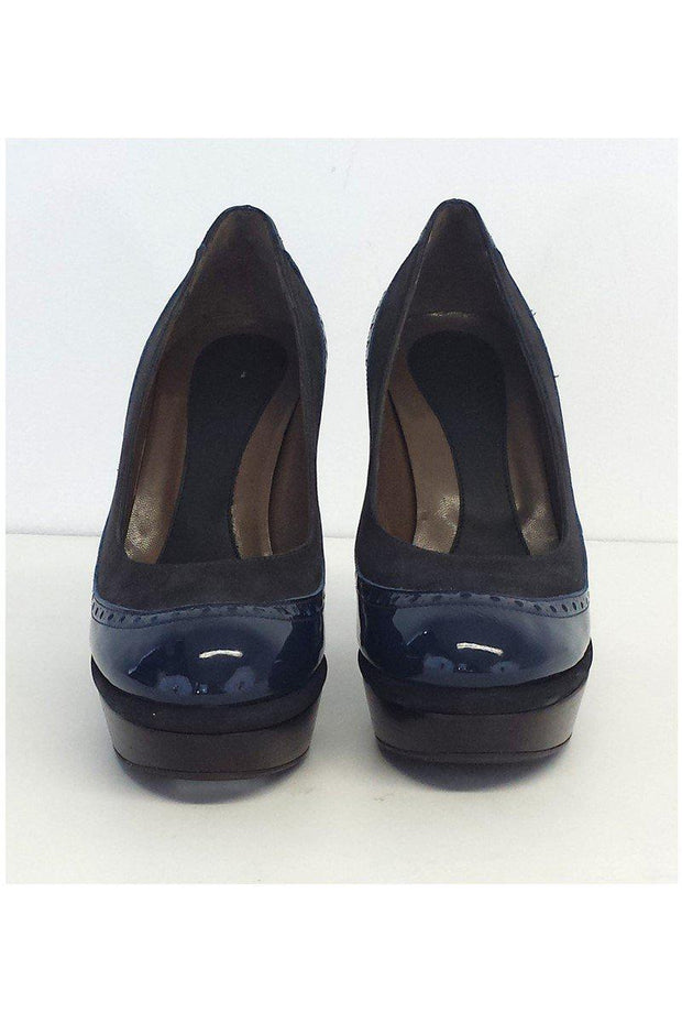 Current Boutique-Marni - Navy Patent Leather & Suede Platform Heels Sz 9