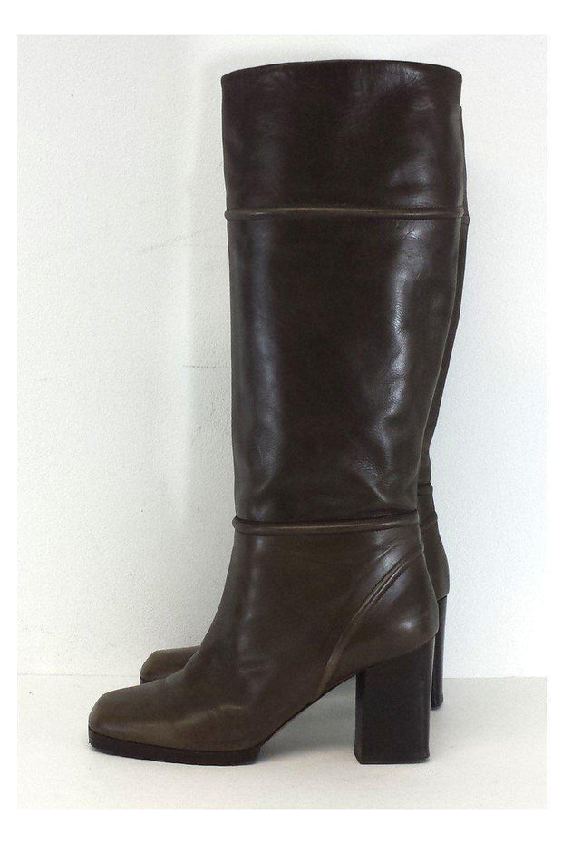 Current Boutique-Marni - Olive Brown Leather Boots Sz 11