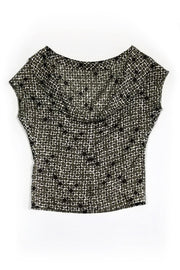 Current Boutique-Marni - Olive Printed Fold Over Collar Top Sz 2