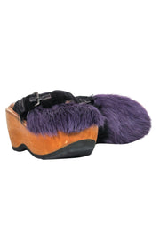 Current Boutique-Marni - Purple Furry Platform Clogs Sz 7