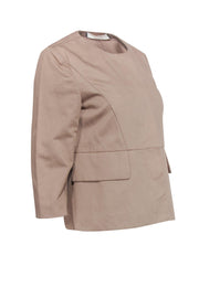 Current Boutique-Marni - Tan Collarless Cotton & Linen Blazer Sz 4